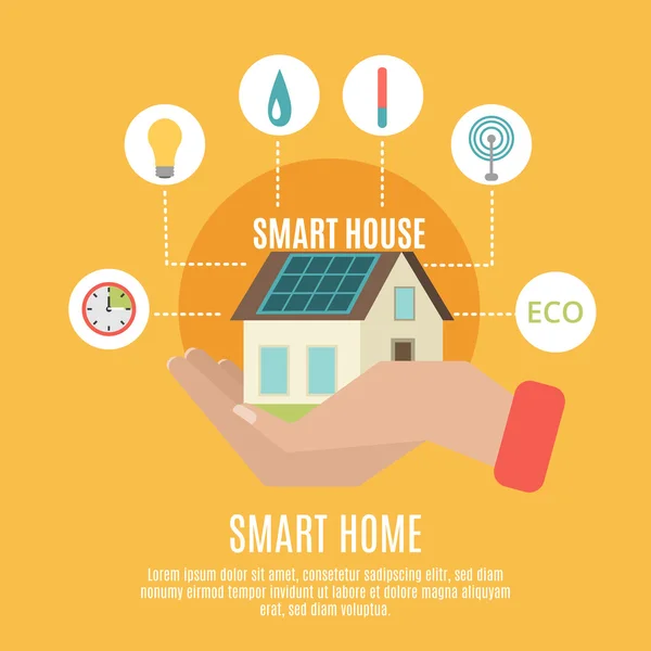 Smart home concept plat icon poster — Vector de stoc