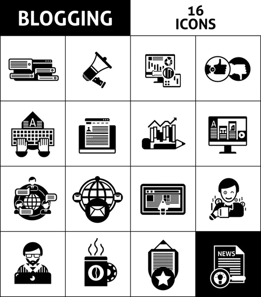 Conjunto de iconos de blogs y medios — Vector de stock