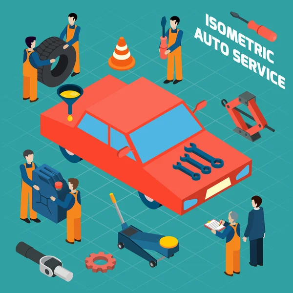 Auto Service  Isometric Icons Set — Stock Vector