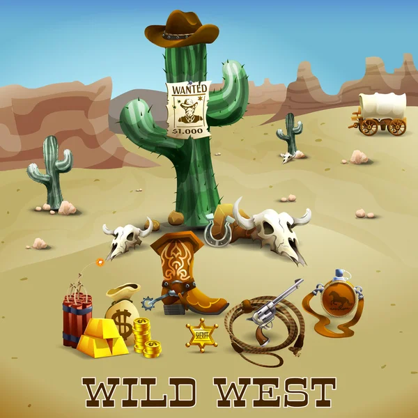 Wild West achtergrond afbeelding — Stockvector