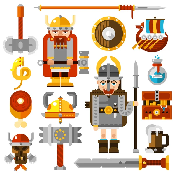 Vikings Icons Set — Stock Vector