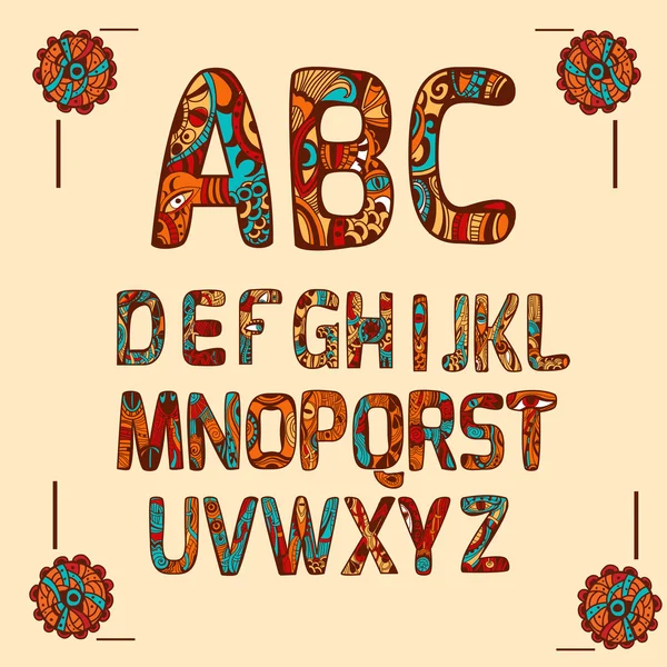 Alphabet Zentangle Coloré — Image vectorielle