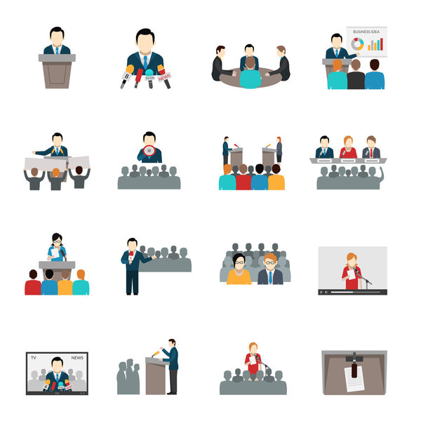 Public Speaking Icons Set