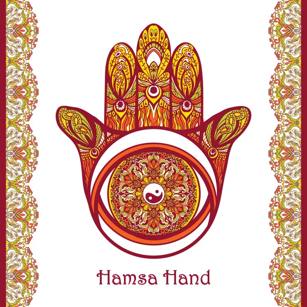 Gekleurde Hamsa Hand — Stockvector