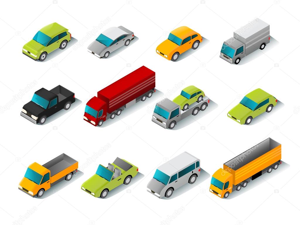 Isometric Car Icons Set