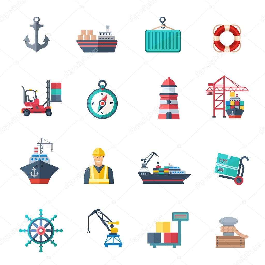 Sea Port Icons Set