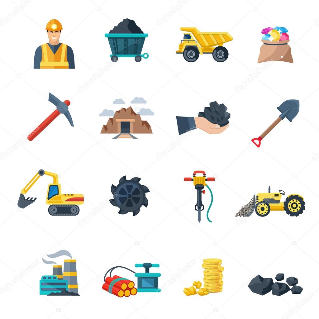 Mining Icons Flat