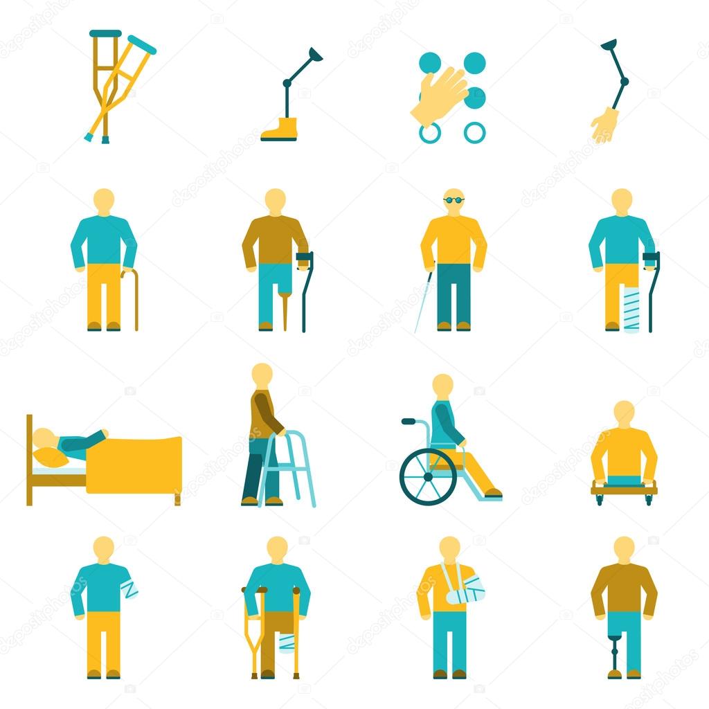 People With Disabilities Icons Set