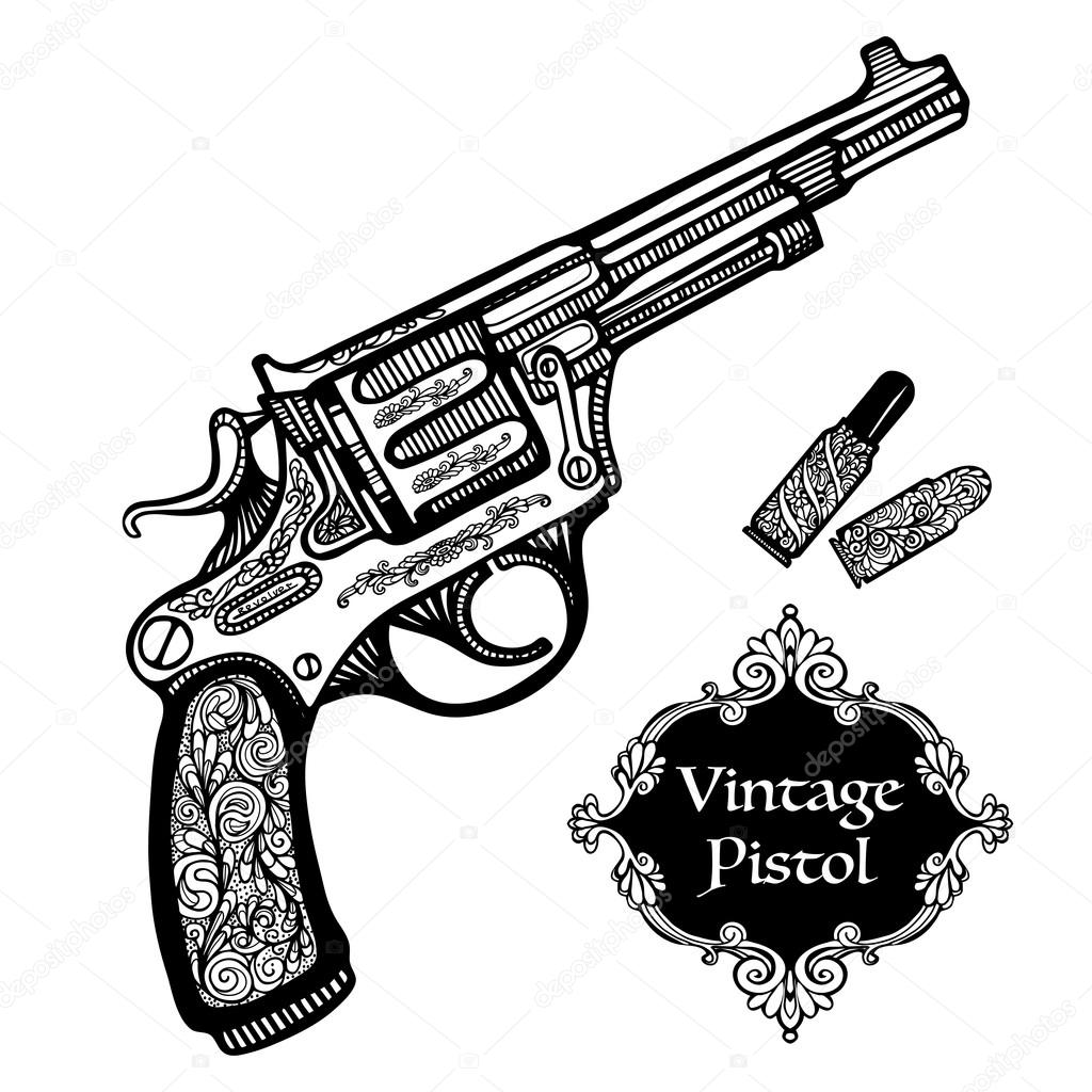 Hand Drawn Retro Pistols