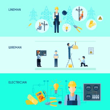 Üç elektrik afiş kümesi