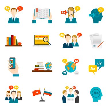 Çeviri ve sözlük Icons set