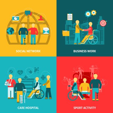 Düz renk simgeleri kompozisyon çalışma devre dışı