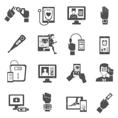 Dijital sağlık Icons set