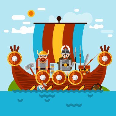 Viking Boat Background clipart
