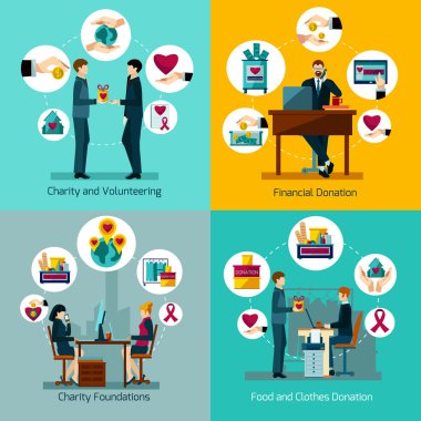 Sadaka bağışlar 4 düz simgeler Meydanı