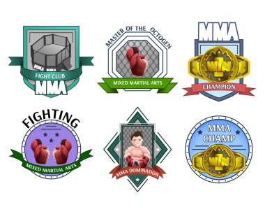 Amblem etiketleri kümesi dövüş Mma