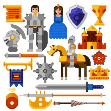 Flat Knight Icons Set clipart