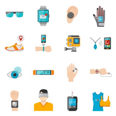 Giyilebilir teknoloji Icons Set
