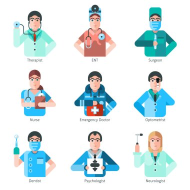 Doctor Character Icons Set