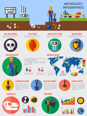 Antik eserler unsurları ile arkeolojik Infographics