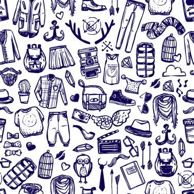 Hippi moda giyim doodle seamless modeli