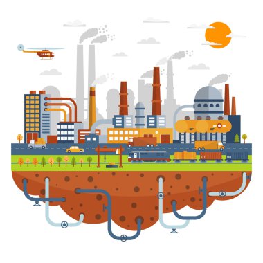 Industrial City Concept With Chemical Plants clipart