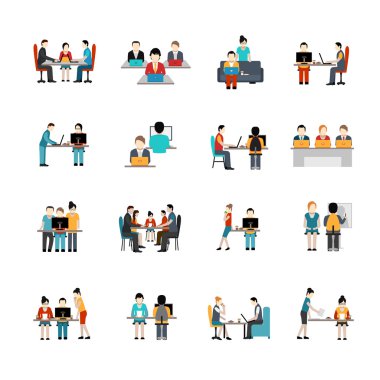 Coworking alanı Icons Set