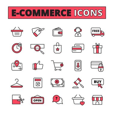 E-ticaret çizgisi simgeleri ayarlandı