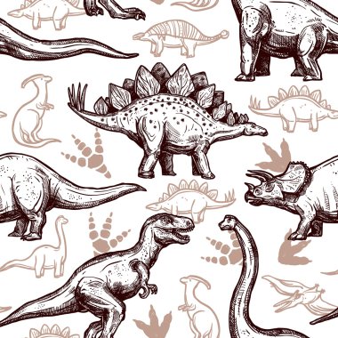 Dinozorların ayak izleri seamless modeli iki renkli doodle
