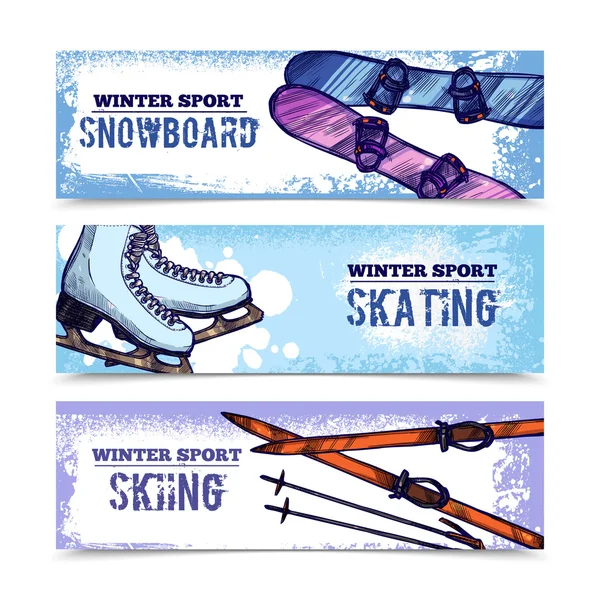冬のスポーツのバナー セット — ストックベクタ