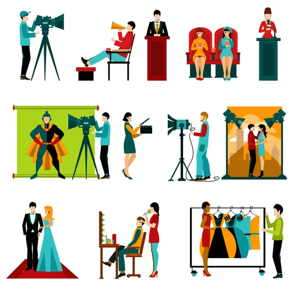 Cinéma Personnes Set — Image vectorielle