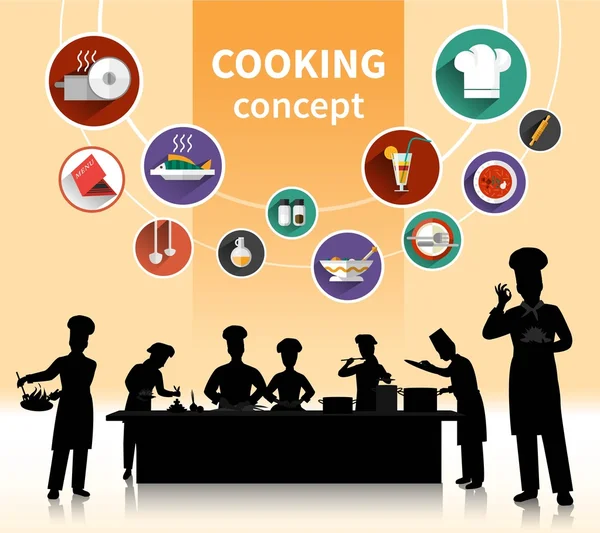 Concepto de la gente cocinera — Vector de stock