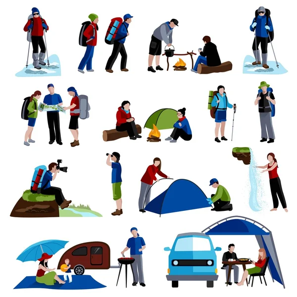 Camping pictogrammen ingesteld — Stockvector