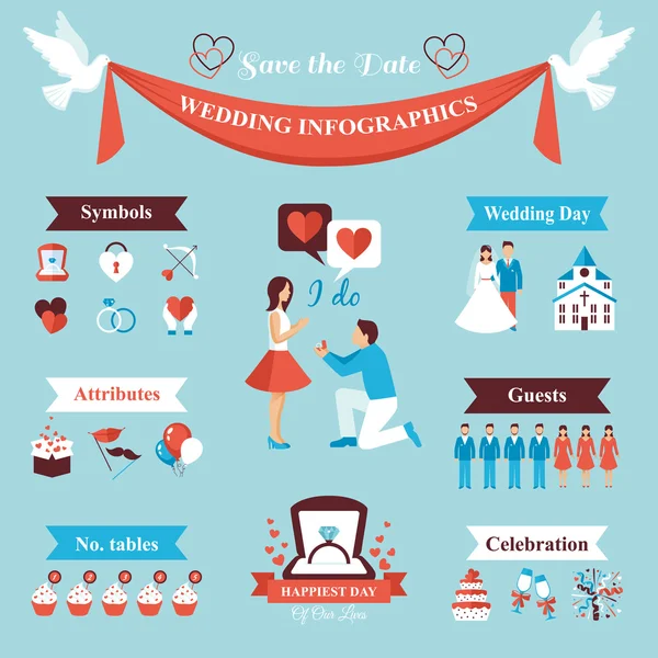 Düğün infographics seti — Stok Vektör