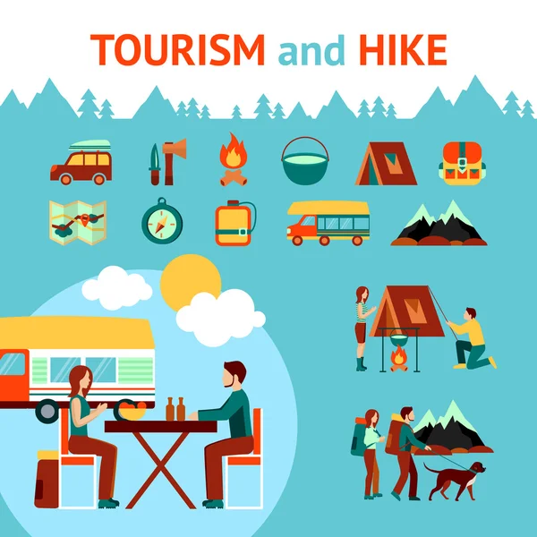 Turism och vandring Infographics — Stock vektor