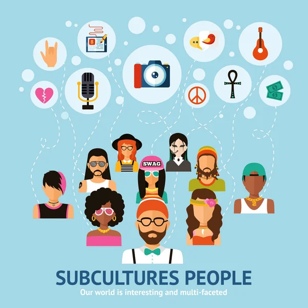 Konsep Masyarakat Subkultur - Stok Vektor