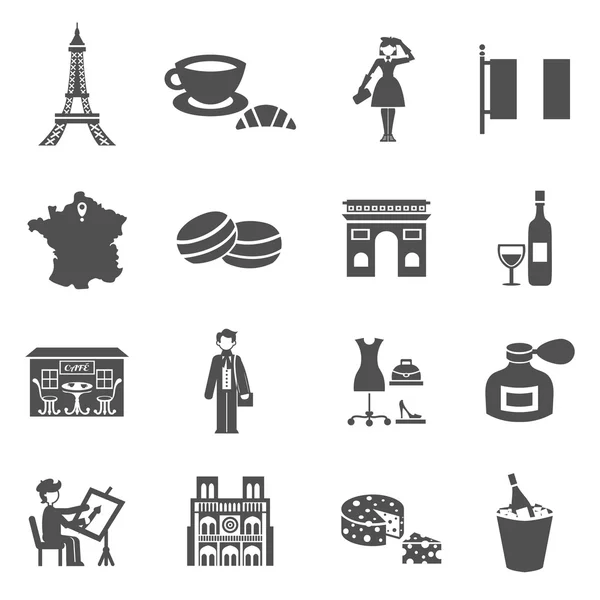 France Icons Black — Stock Vector