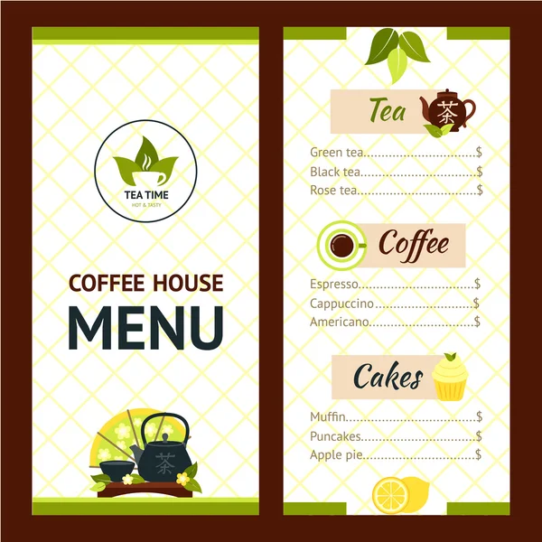 Tea Cafe étlap — Stock Vector