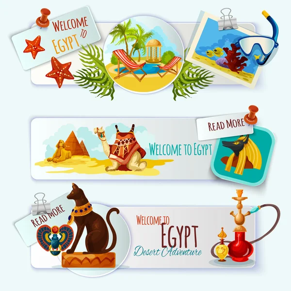 Egito conjunto de banner turístico — Vetor de Stock