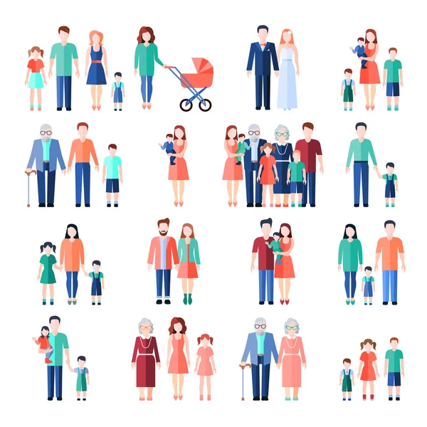 Family Flat Images Set — Stock Vector