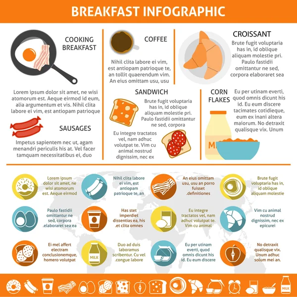 Desayuno Color plano Infografía — Archivo Imágenes Vectoriales