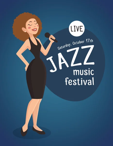 Mujer Jazz Cantante Ilustración — Vector de stock