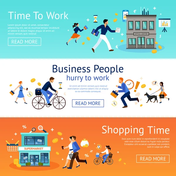 Business People Banner Set — Stock Vector