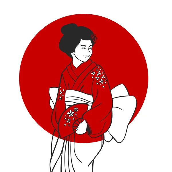 Ilustrasi Potret Geisha - Stok Vektor