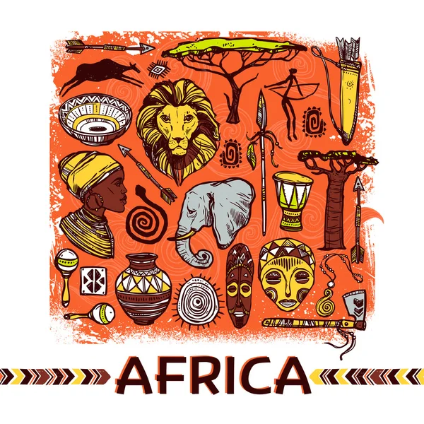 Africa Illustrazione schizzo — Vettoriale Stock