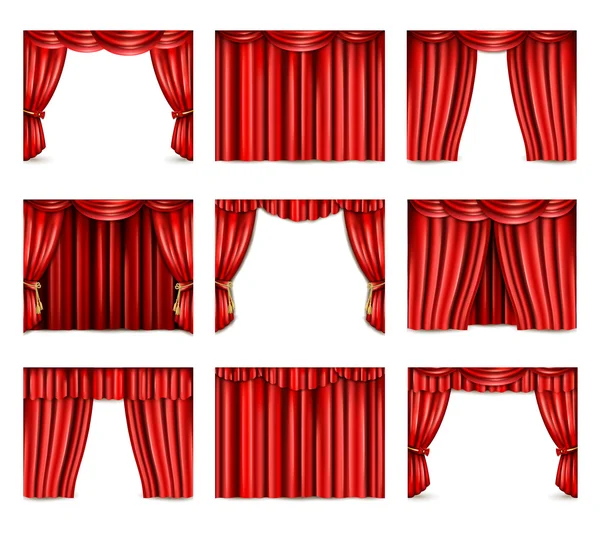 Theatre Curtain Icons Set — Stock Vector