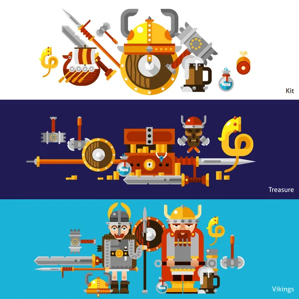Conjunto de banners vikingos — Archivo Imágenes Vectoriales