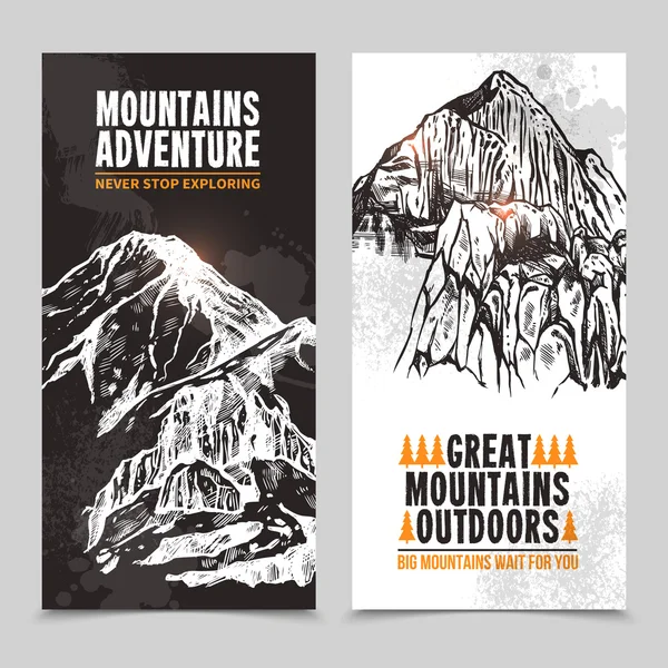 Mountain tourism 2 vertical banners — Stock Vector