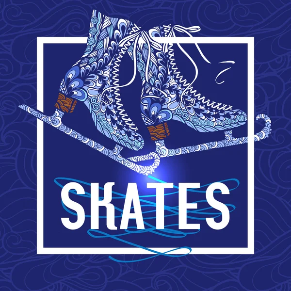 Patines de hielo decorativos doodle stile icon — Vector de stock