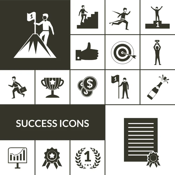 Succes pictogrammen Black Set — Stockvector